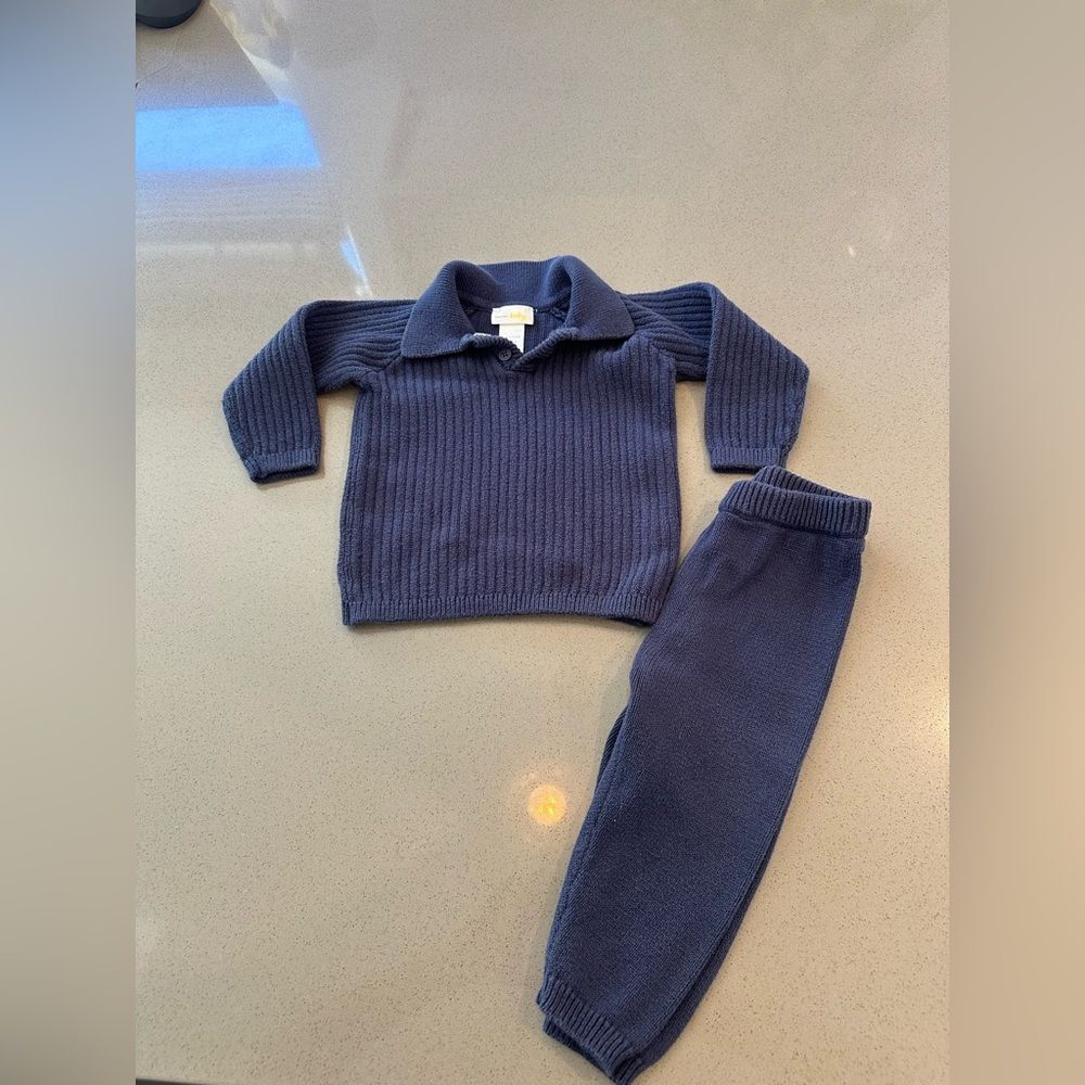 Bommie's Baby Boys' Cotton Navy Sweater Set Size 12-18 Months
